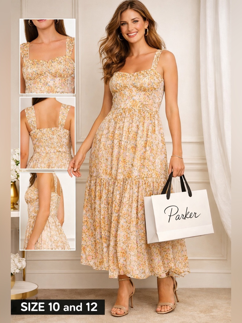 Parker Yellow Floral Tiered Maxi Dress